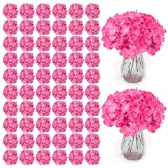 104PCS Hydrangea Artificial Flowers, Artificial Hydrangea Flowers Rose Red