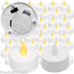 Qty 60 Battery Operated, Flickering AMBER LED Tealights Tea Lights Flameless