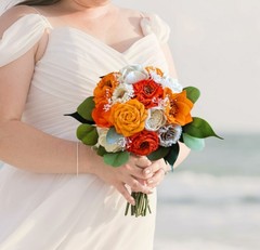 Bright Orange White Bridal Bouquet Sola Wood Bridesmaid Wedding Decor Flowers