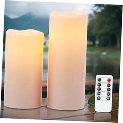 8″ 10″ × 4″ Large Waterproof Outdoor Flameless 1-2 Pack Cream Remote 8/10