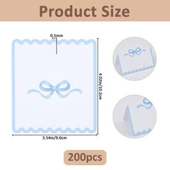 200Pcs Blank Place Cards Blue Bow Place Cards 4.02×3.54 Inch/10.2x9cm Wedding…