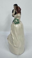 Vintage 1948 Paper Mache Bride and Groom Wedding Cake Topper