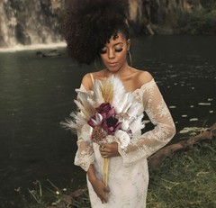 Pampas Grass Bridal Bouquet BOHO Burgundy Sola Wood Tan Cream Ivory Bridesmaid
