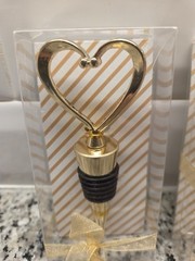 5x NIB-Heart of Gold Bottle Wine Stopper Party Favor Guest Gift Wedding