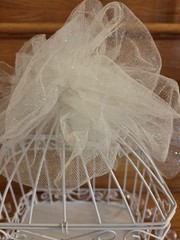Bird Cage Wedding Card Gift Box White Metal Hinged Top Bow 84 Plastic Scatter…