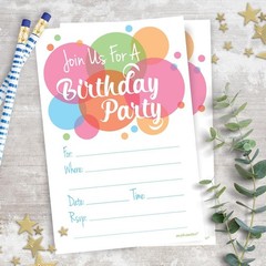 Happy Dot Birthday Party Invitations – Fill In Style (20 Count) With Envelopes