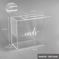 Clear Acrylic Card Box W/slot Thick Diy Wedding Box Blank White Print Large 10×1