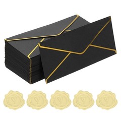 Envelope 4 1/8 x 9 1/2 inch with gold edge, per 100 pieces black V-wing