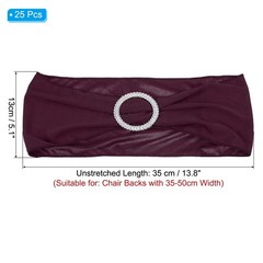 25Pcs 14″x5″ Stretch Chair Sashes Bows Chair Bands Sash with Buckle Maroon