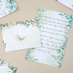 160-Piece Eucalyptus Stationery Envelopes Set – 50 Writing Papers, 50 Enve