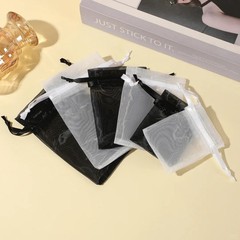 100pcs Organza Bags-White 3.94»x4.72» inch (10x12cm) Satin Drawstring Organza