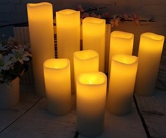 Flameless Candles Battery Operated Candles Real Wax Ivory 4″ 5″ 6″ 7″ 8″ 9″