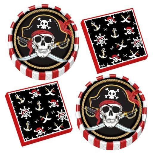 Tableware Party Decorations – 50 Pcs Plates Napkins Birthday Tableware Pirate