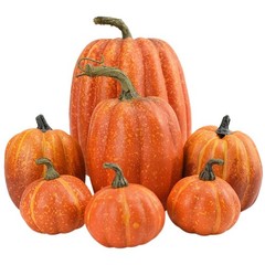 Orange Artificial Pumpkins Set,7Pcs Foam Decor Orange,