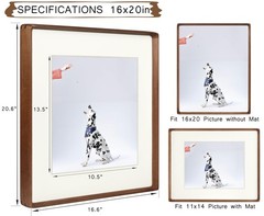 16×20 Picture Frame, Display Photos 11×14 with Mat or 16×20 without Mat, Made…