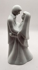 Vintage White Porcelain Bride Groom Couple • Wedding Cake Topper • Figurine 5″