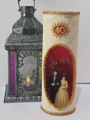 Vintage 40th Ruby Anniversary Couple Keepsake Display Lace Diorama Wedding Decor
