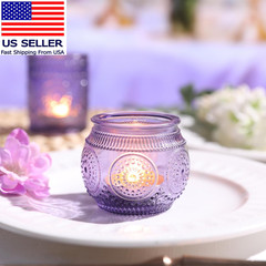 12Pcs Assorted Purple Votive Candle Holders for Party Decorations, Lavender Teal