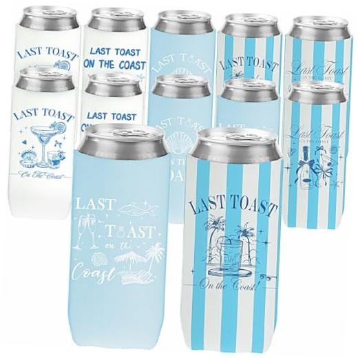 Last Toast On The Coast Bachelorette Can Coolers – 12 Pcs Bachelorette Slim