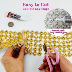 Bling Ribbon, 4In X 3Yards Rhinestone Mesh Fabric Roll for Crafts, Mum Wrap T…