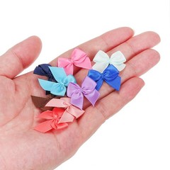 50Pcs Mini Ribbon Bow 1 inch Mini Fabric Satin Ribbon Flower Bows Fruit Green
