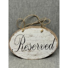 Reserved Signs Set of 5 Home Decor White Distressed Rustic Wood Oval New