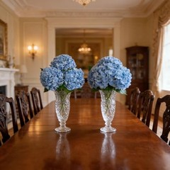 3 Pcs Real Touch Hydrangea Artificial Flowers, Pet-Safe 3D Latex Blue