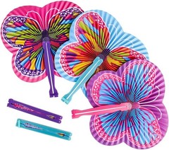HAPPY DEALS ~ Butterfly Folding Fans – 12 pc – 9.5 12 Fans, multi