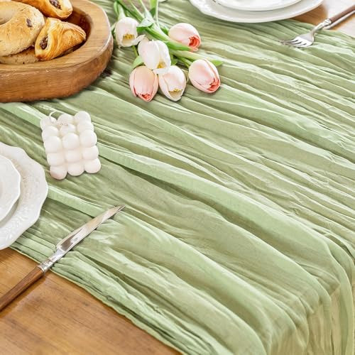 Cheesecloth Table Runner, 10 Ft Spring Gauze Table Runner Boho Rustic Sheer
