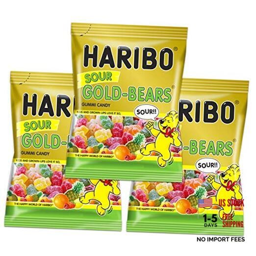Sour Gold-Bears Gummi Candy Set of 3 3.6 oz bags