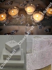 4.5″ x 30ft Wedding Decoration Supplies Rhinestone Diamond Wraps Ribbon Mesh