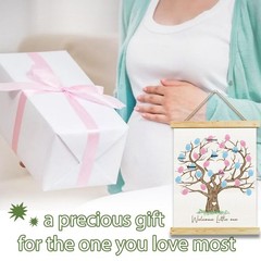 Gender Reveal Fingerprint Tree Canvas Guest Books, Baby Shower Decorations, G…