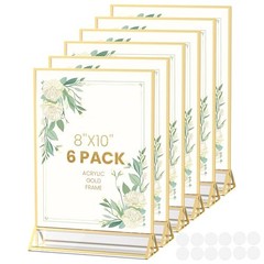 Gold Frames 8X10 Acrylic Sign Holder Double-Sided Picture 8X10-6 Pack-Gold