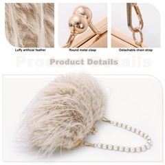Clutch Purse for Women Fluffy Feather Evening bags Pearl Handbag Vintage Shou…