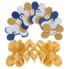 Navy-Blue White-Gold Party-Decorations Streamers Garland – Navy Blue White Gold