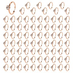 Mikovivi 80pcs Adjustable Fake Faux Rose Gold Bridal Shower Diamond Rings,