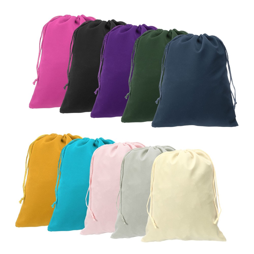 10pcs Velvet Gift Bags 7.9″ x 9.8″ Drawstring Jewelry Pouches, 10 Colors