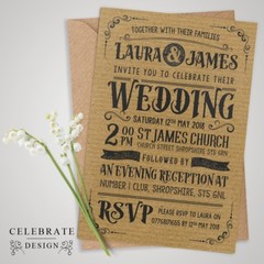 Personalised Wedding Day / Evening Invitations with Envelopes (W1)