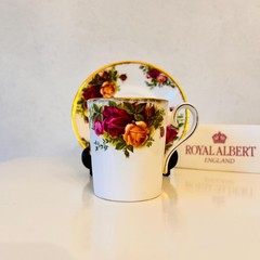Royal Albert Mokka Cup and Saucer – Old Country Roses, English Porcelain, LTD