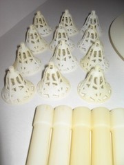 Vintage 3 Tier Cake Stand Separator Plates Pillars Bells 1965 Coast Novelty USA