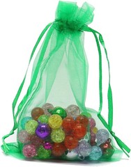 Large 8×12 Green Organza Drawstring Bags – Perfect for Weddings & Crafts