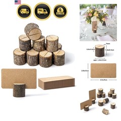 12Pcs Mini Wood Place Card Holders and 24Pcs Kraft Place Cards, Rustic Table …