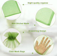25PCS Green Organza Bags 5×7 inches – Sheer Mesh Jewelry Pouches, Sage Green Org
