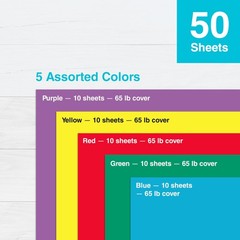 PrintWorks Bright Cardstock 8.5″ x 11″ – 50 Sheets – 5 Assorted Primary Color…