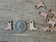 100 Wood Cowboy Boots 3/4 inch tall, Little Wooden Confetti Engraved Boots