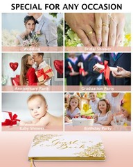 Wedding Guest Book Gold Foil Hardcover 9×7 Personalized Sign In Photo Album Set