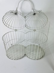 White metal Large Bird Cage Home Garden Wedding Table Country Shabby Cottage