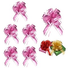 6 Pcs Large Pull Bow Gift Wrapping, 9 Inch Ribbon Organza Pink Bows