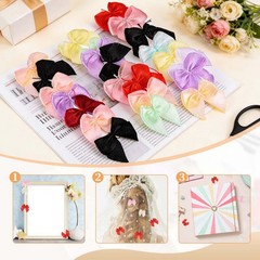 52 Pcs Mini Ribbon Bows, 1″ Tiny Bows Applique Embellishment, Mixed Colors