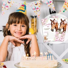 Horse Birthday Invitations For Girls, Cowgirl Girl Birthday Party Invitations…